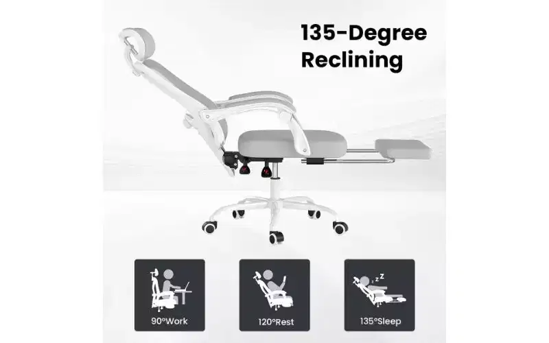 Ergonomic High-Back Mesh Office Chair with Footrest, Headrest & Adjustable Lumbar Support, 350 lbs