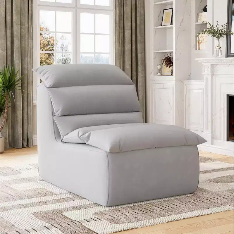Ergonomic Bean Bag Chair, with Back Support, Non-Slip Base, Modern Single Sofa, for Living Room, Bedroom, Office
