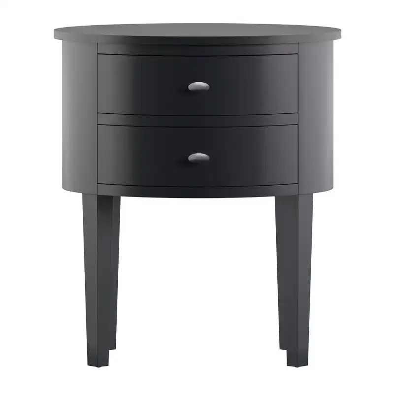 Black / Espresso / Grey / White 2-Drawer Oval Wood Accent Table, 1-Piece