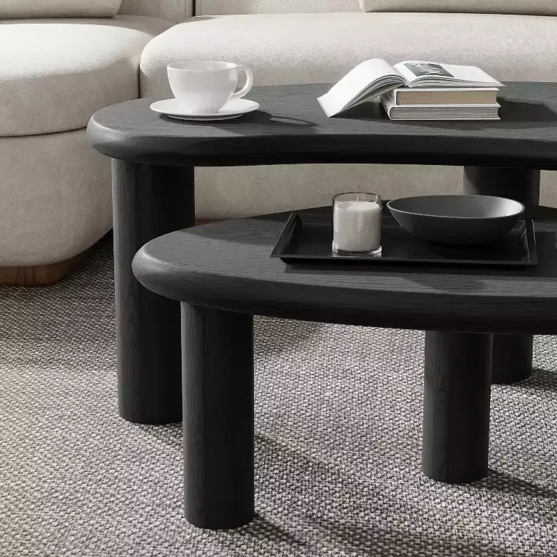 PexFix Cashew Solid Wood Coffee Table Sofa Side Table Set