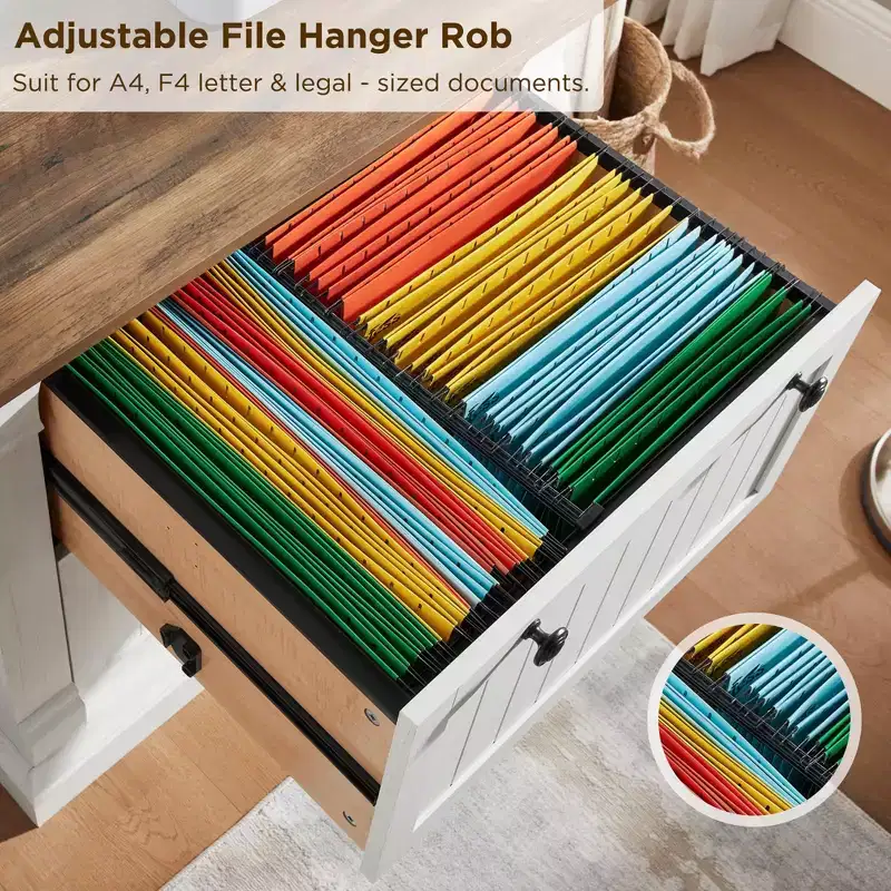 30 File Cabinet with 2 Drawers, Farmhouse Lateral Filing Cabinet, Hanging File Folders & Interlocking Drawers, for Home Office