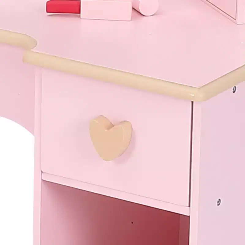 Wooden Makeup Vanity with 3 Drawers and Mirror, Suitable for Ages 3-9