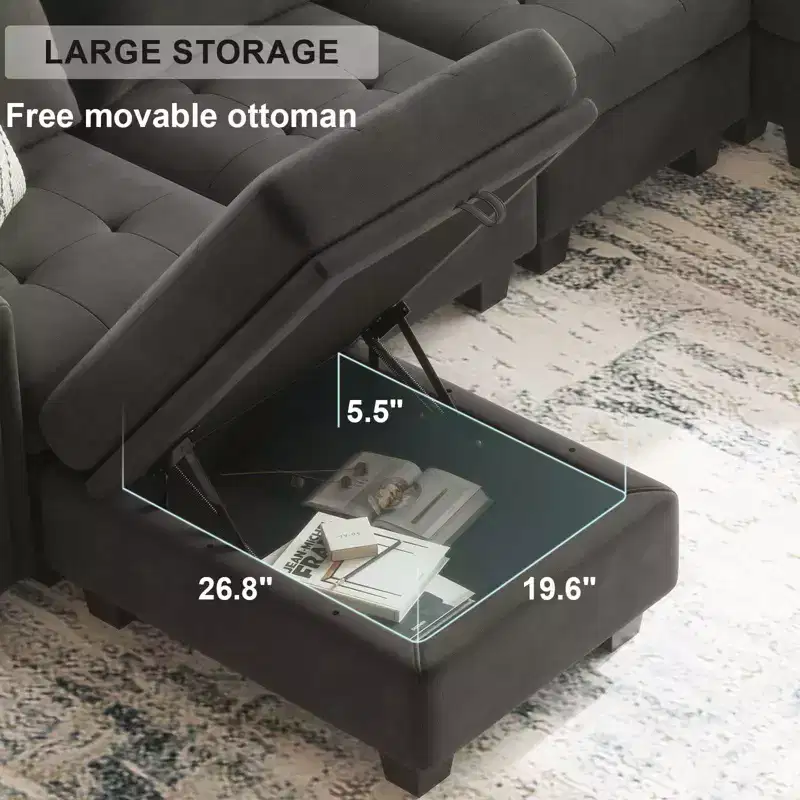 Belffin Modular Velvet Tufted Small Ottoman