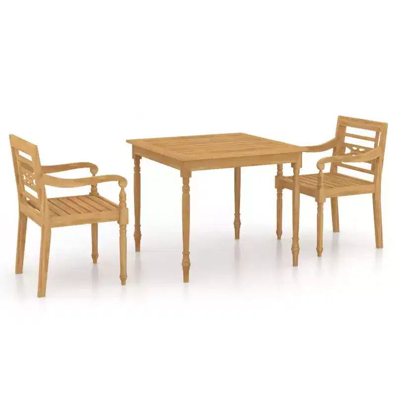 vidaXL 3 Piece Patio Dining Set Solid Teak Wood