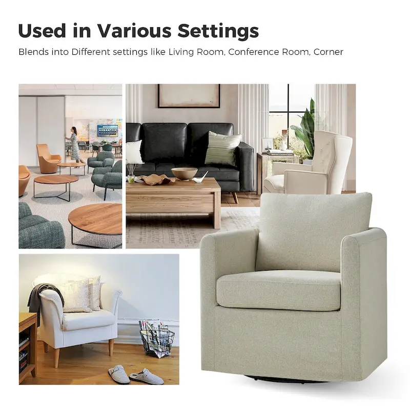 Erkenbald Modern 360-Degree Swivel Chair with Removable Slipcover by HULALA HOME