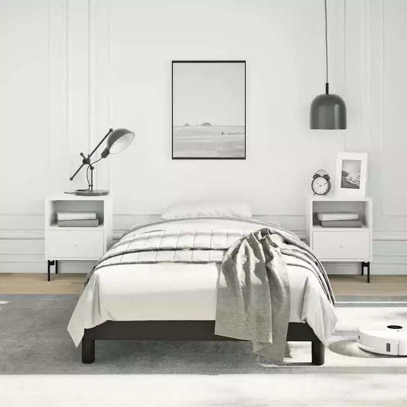 Bed Frame Black Faux leather, Plywood, Engineered wood Twin XL