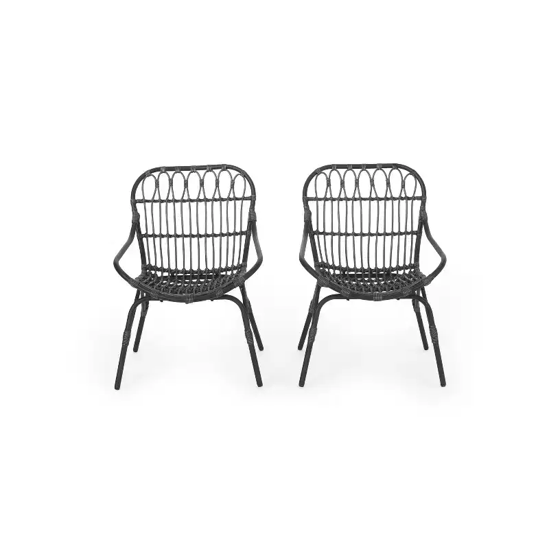 GDFStudio Barrister Outdoor Boho Wicker Accent Chairs (Set of 2)