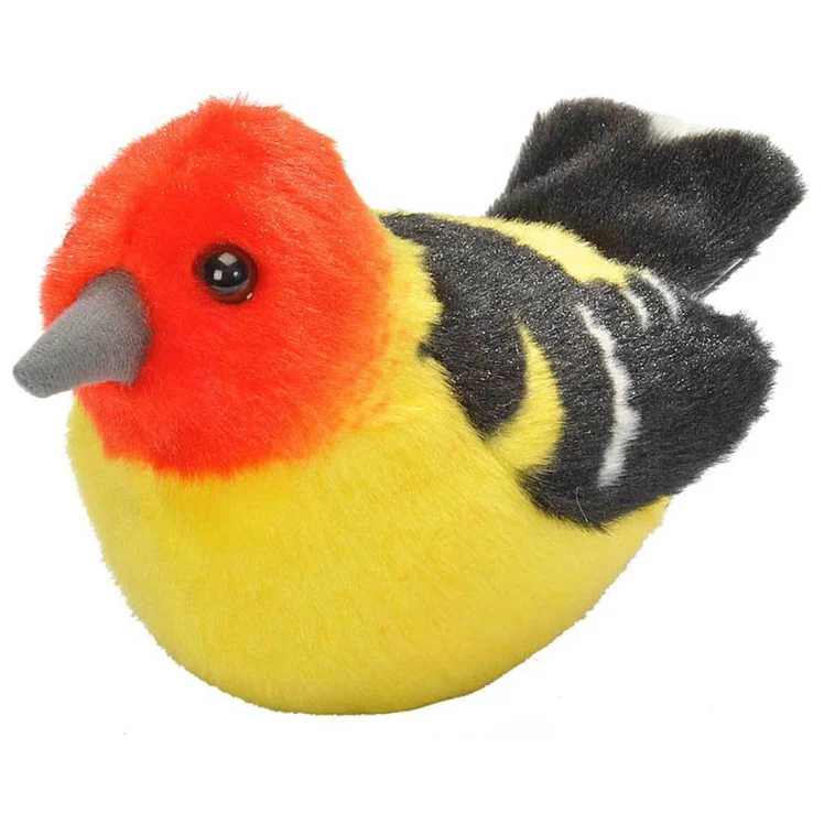 Western Tanager Stuffed Animal Bird Plush Toy with Authentic Sound