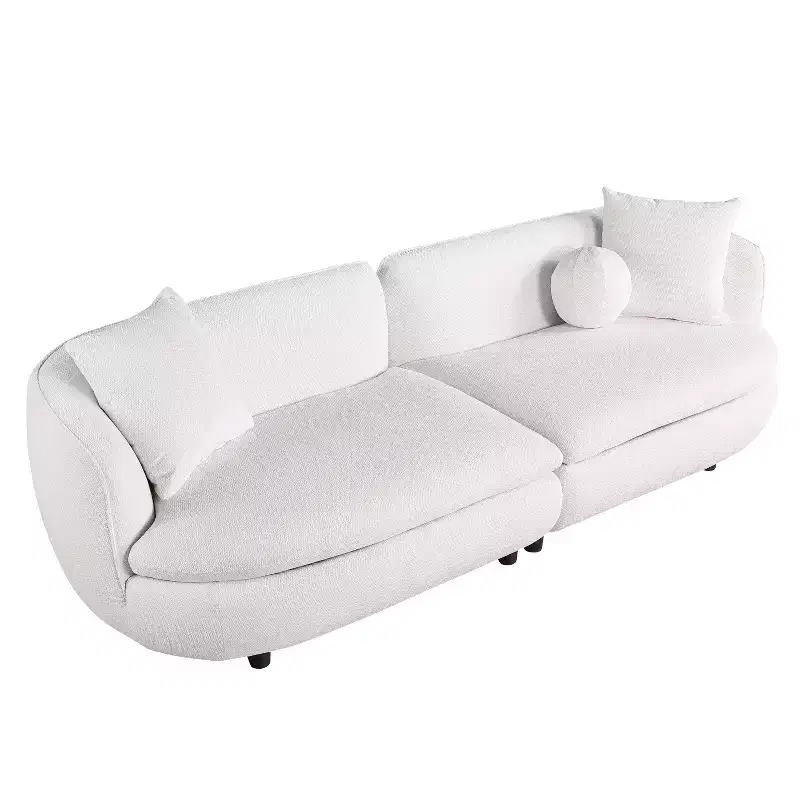 Probe Hues 89 inch Round Sofa, 3 Seater Modern Style Upholstered Couch With 2 Pillows