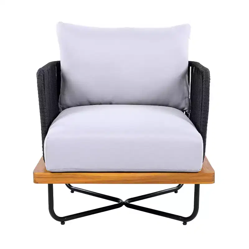 Christopher Knight Home Ivan Rope Woven Acacia and Iron Frame Club Chairs (Set of 2)