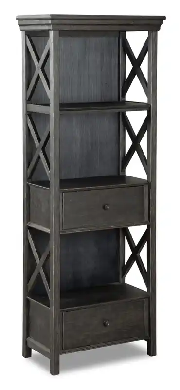Display Shelft with Storage Drawers, 25.4W - Rustic Black