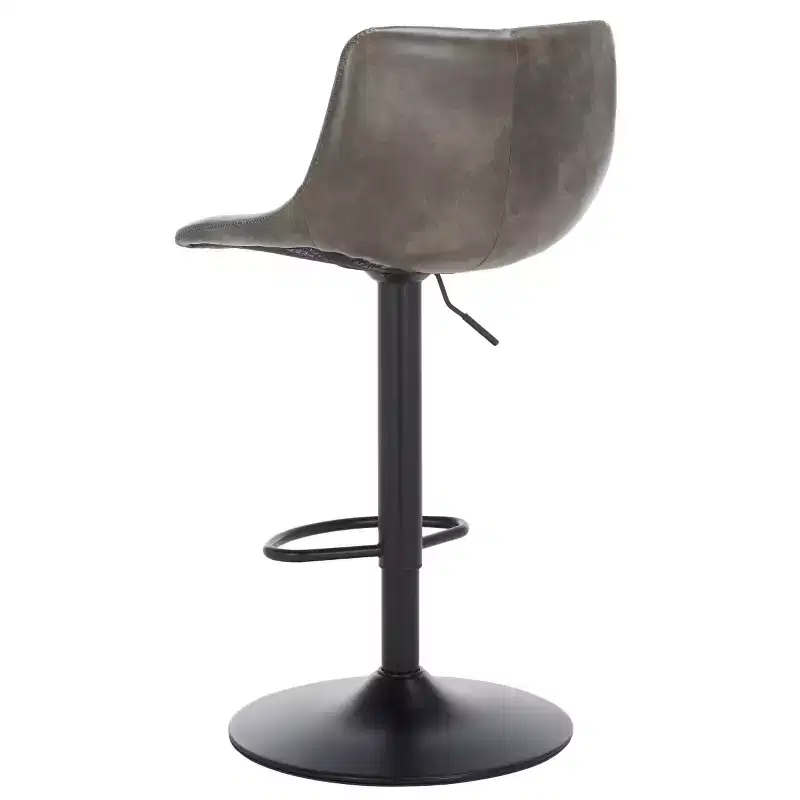 Adjustable Bar Stool, Iron Frame, PU Leather Seat, 360° Swivel, Footrest, 275LBS