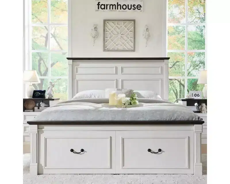 Mastgoal Queen Size Bed Frame with 51 Tall Headboard, 20 Roman Footboard, 2 Large Storage Drawers, No Box Spring Needed