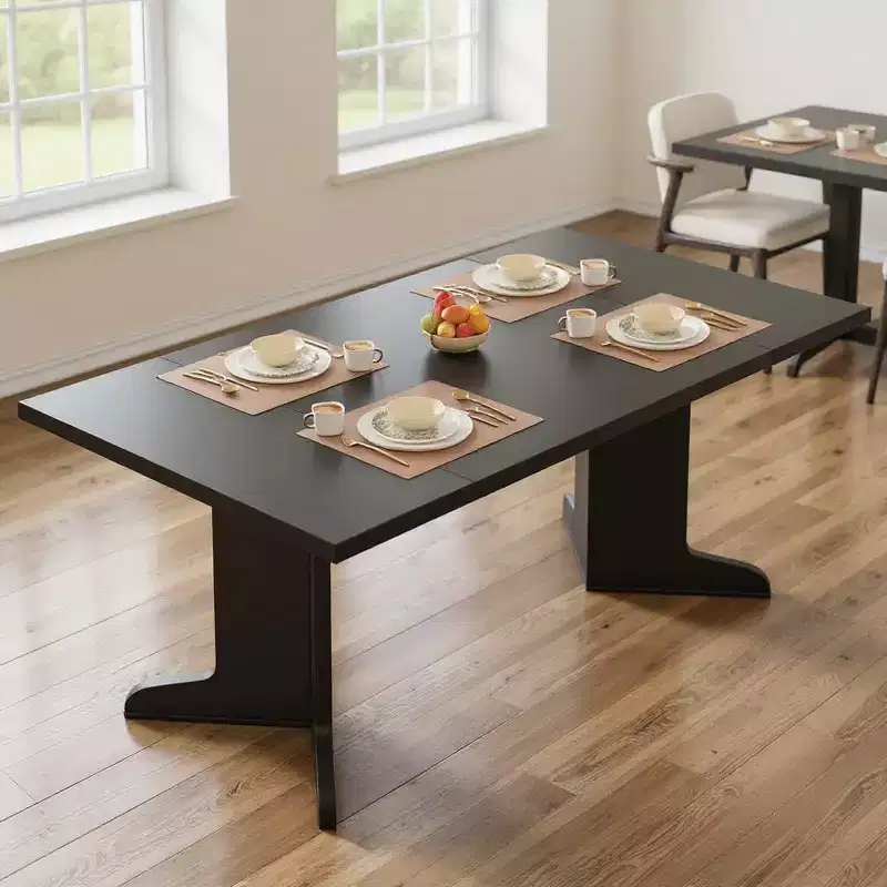GustoWave 71.1 Farmhouse Rectangle Kitchen Table, with Thicken Tabletop