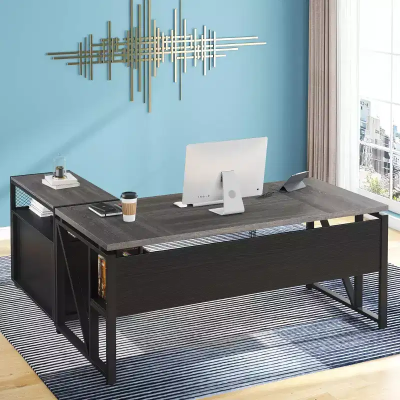 Lantine 63 L Shaped Executive Desk with Drawer Cabinet