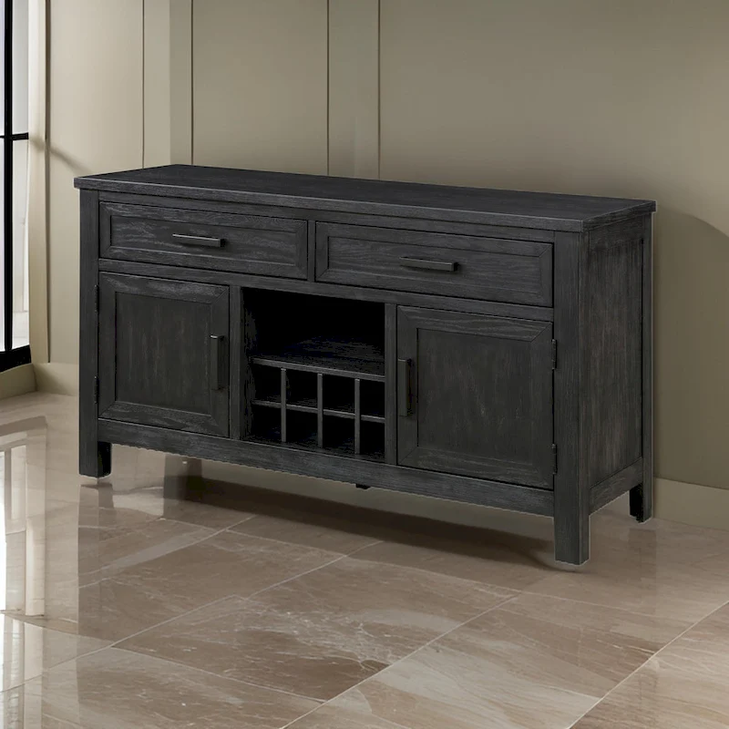 Lory 54 Inch Sideboard Server Buffet, 2 Drawers, Cabinets, Wine Rack, Black