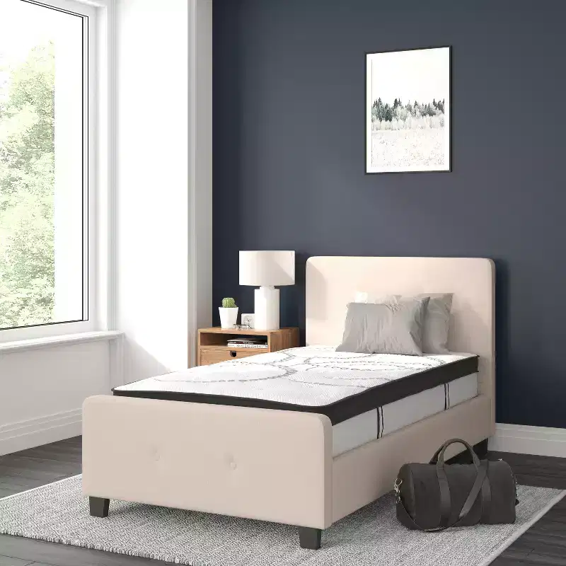 Emma and Oliver Tufted Platform Bed with 10 Inch Pocket Spring Mattress