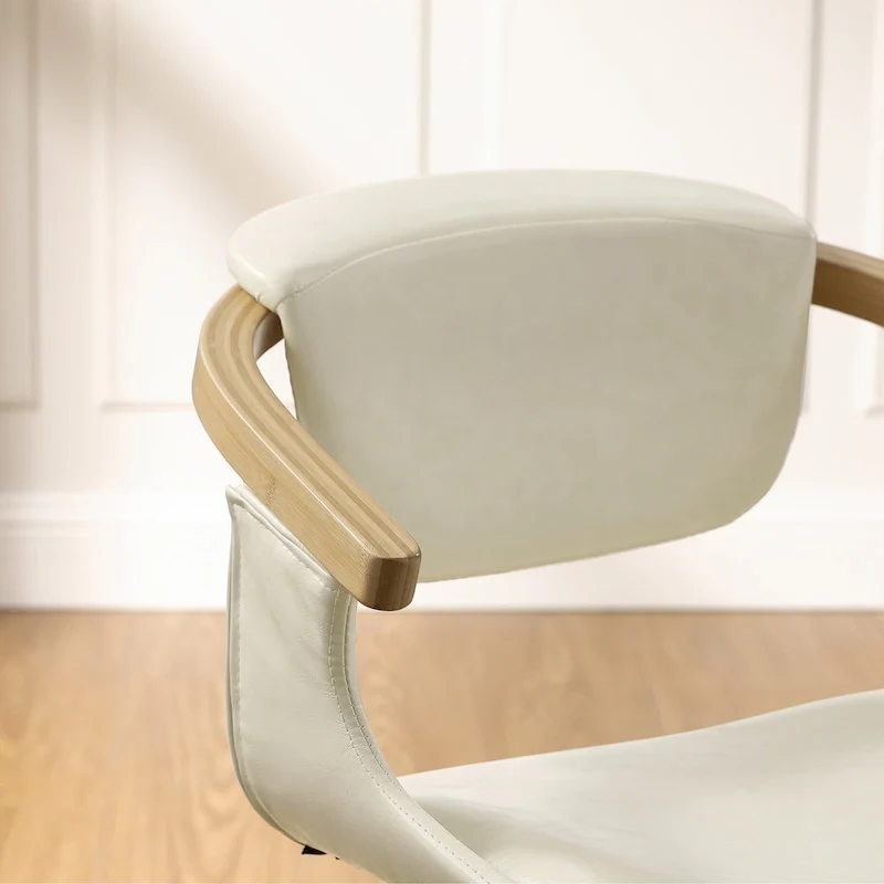Art Leon Set of 4 Wood and Faux Leather Swivel Chairs