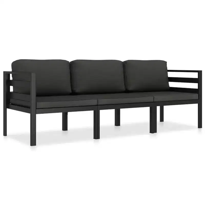 vidaXL Garden Lounge Set Anthracite Aluminum, Polyester 3 Piece Set