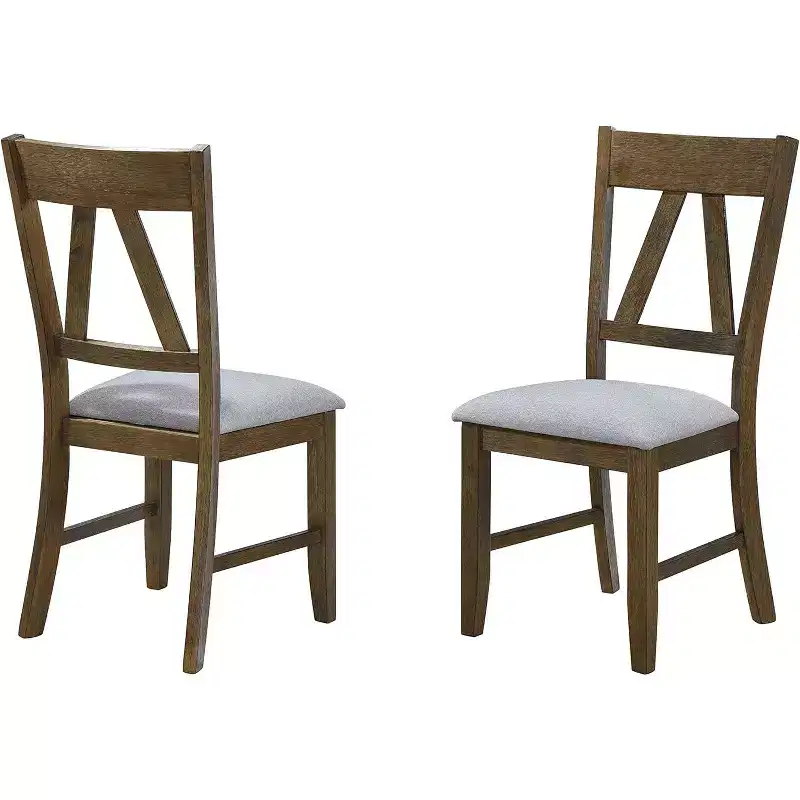 Kings Brand Furniture - Howell Wood Dining Upholstered Chairs, Brown/Blue (Set of 2)