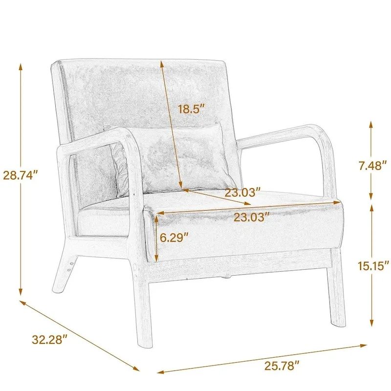 Upholstered Arm Chair with Cution Modern Side Accent Chairs - 25.8W x 28.7H x 32.3D