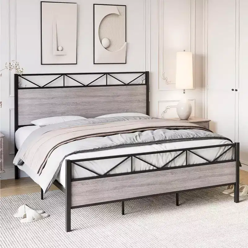 MDF Metal Platform Bed Frame King 80