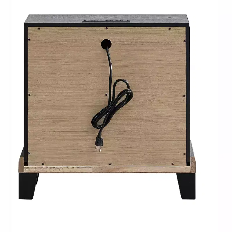Passion Furniture Livingston Black 2-Drawer 23 in. W Nightstand