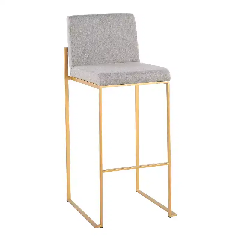 Set of 2 FujiHB Polyester/Steel Barstools Gold/Gray - LumiSource: High Back, Padded, Contemporary Design