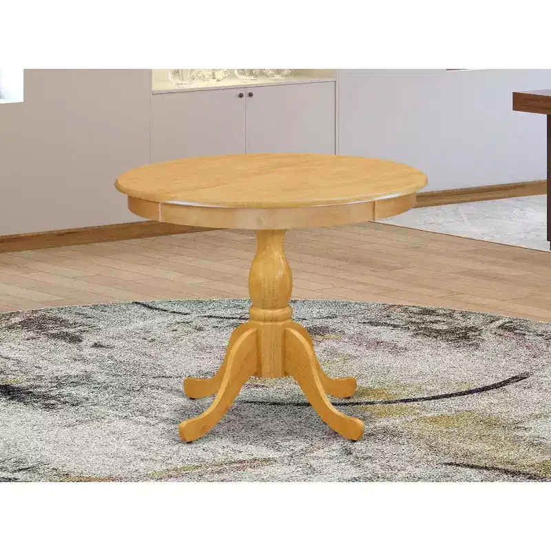 HomeStock Modern Round Table Table Top Surface and Asian Wood Dining Table Pedestal Legs