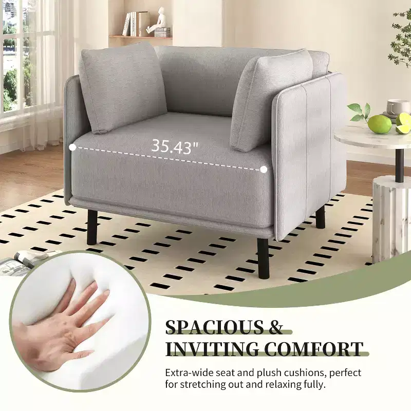 Polyester & Solid Wood Lounge Chair 31.1''H x 32.28''W x 39.17''D