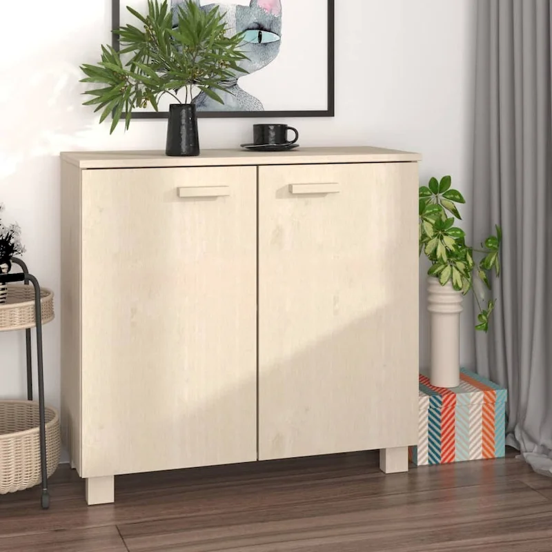 vidaXL Sideboard Buffet Cabinet for Living Room Kitchen HAMAR Solid Wood Pine - 33.5x13.8x31.5