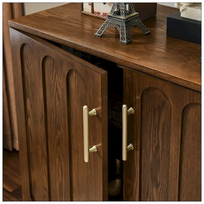 Mid Century Modern Fluted Sideboard Cabinet with Adjustable Shelves