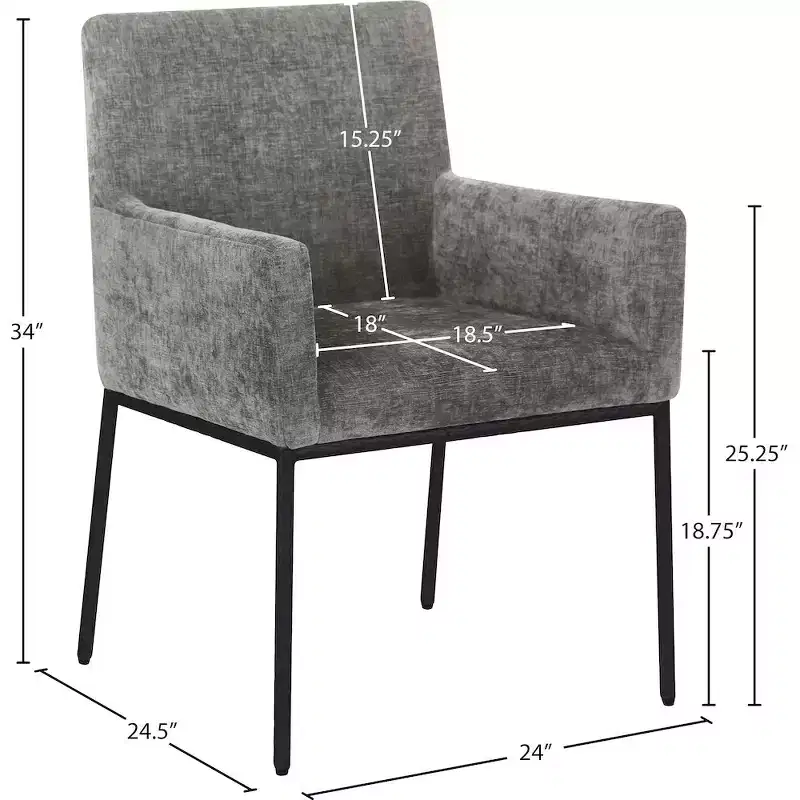 Meridian Furniture,Reeves Chenille Fabric Dining Chair, Set of 2
