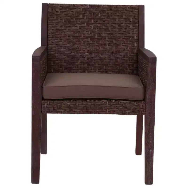 Courtyard Casual Buena Vista II Dining Arm Chair Stained Eucalyptus Wood Knock Down Packing Cushion Packed in Box but Priced Seperaely