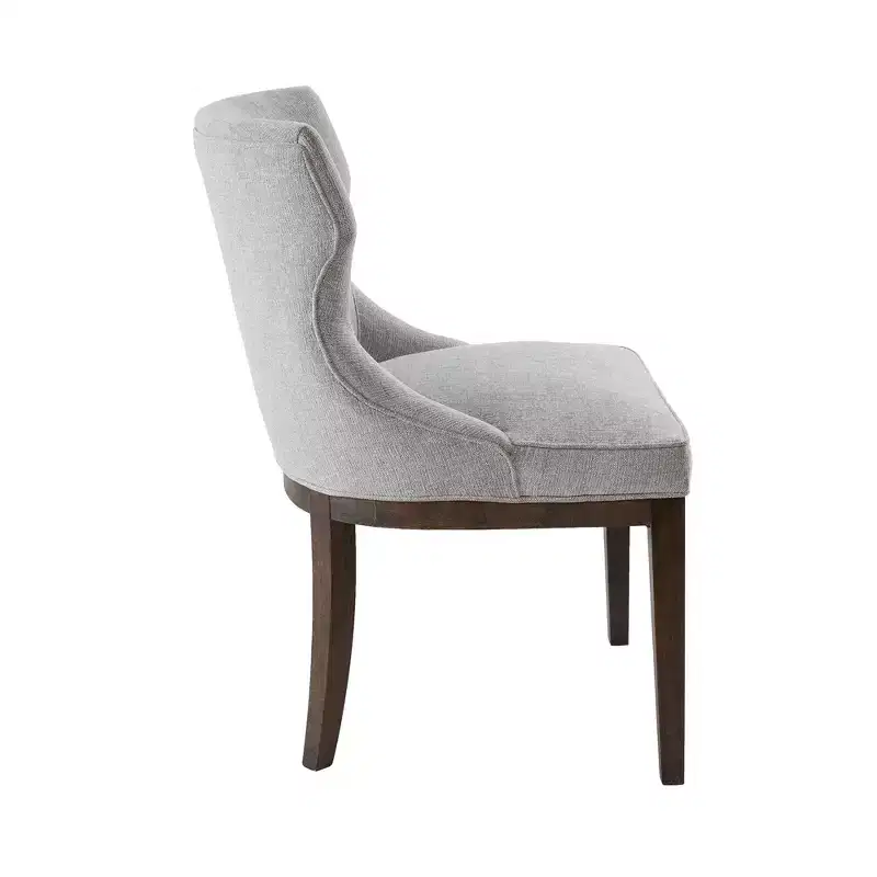 Gray Upholstered Armless Dining Chair, Low Back, Set of 2