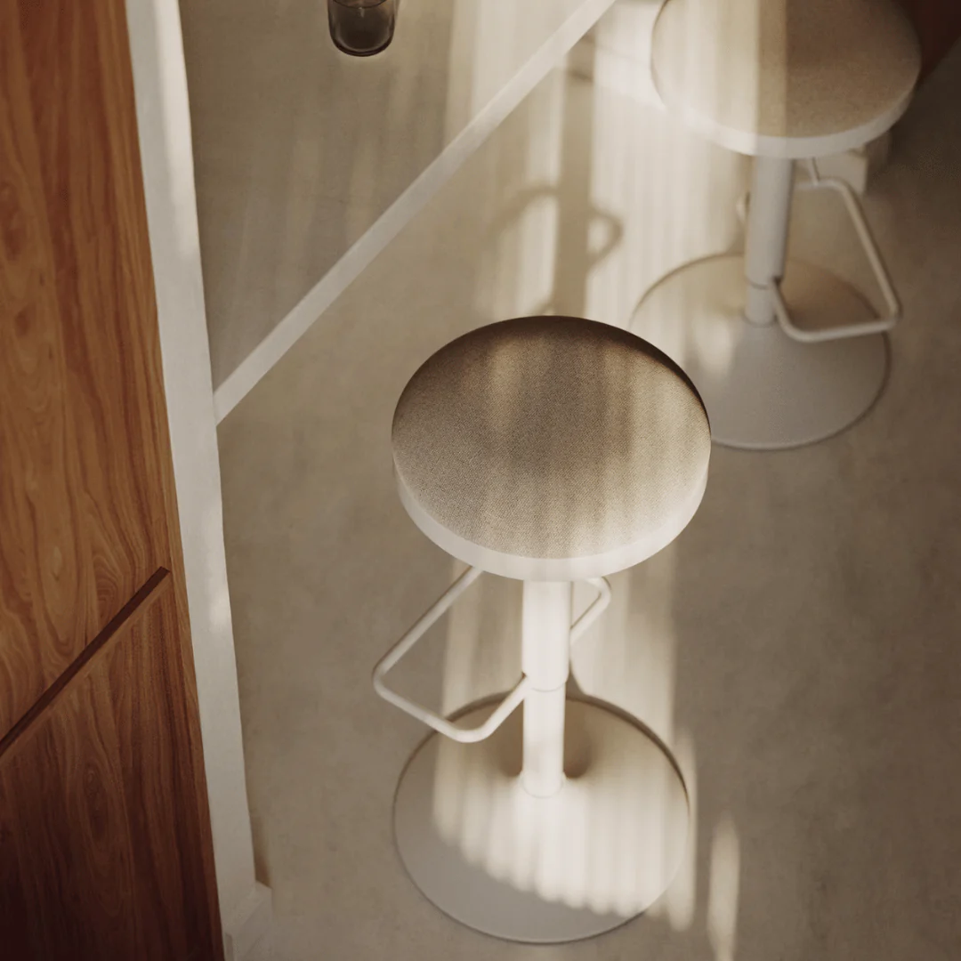 Beige Steel Barstool with Upholstered for Kitchen