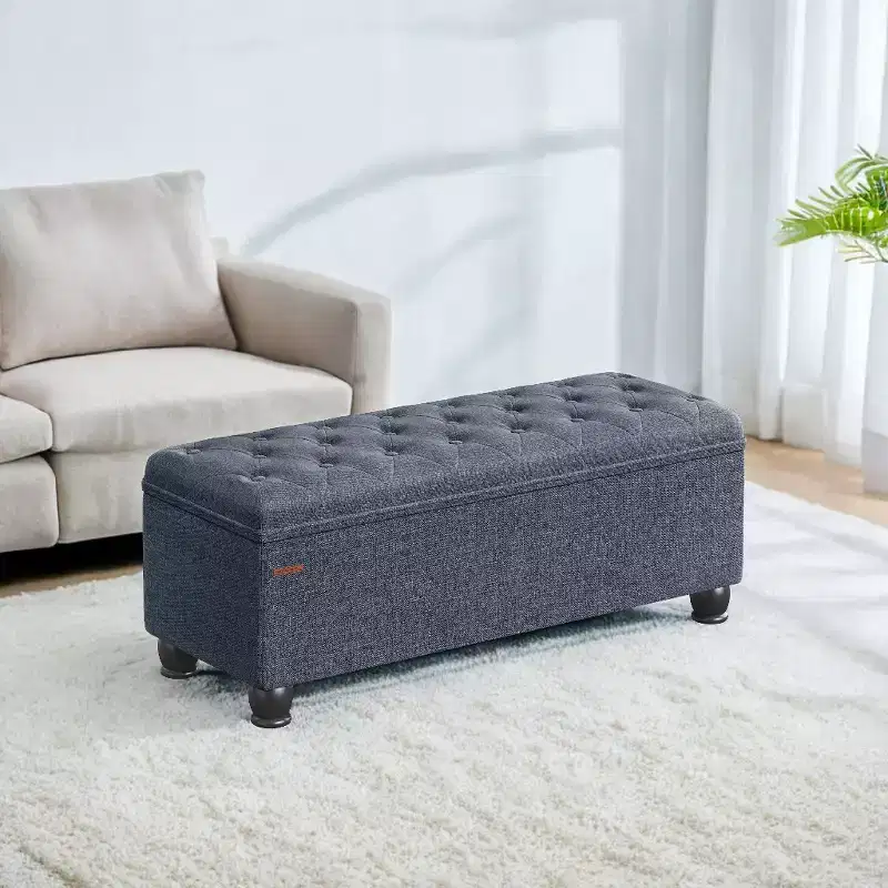 Storage Ottoman Bench, Storage Bench, Fabric Entryway Bedroom Bench, Loads 330 lb for Bedroom Living Room
