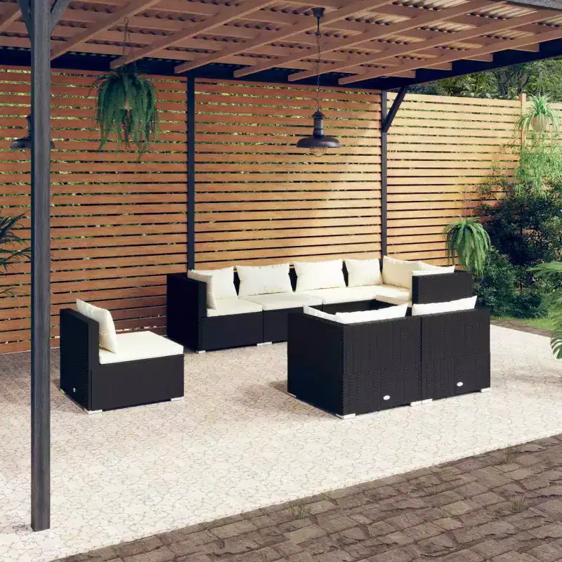 vidaXL Garden Lounge Set Black and Cream