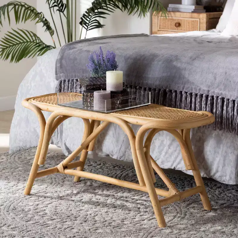 Natural Rattan Accent Bench