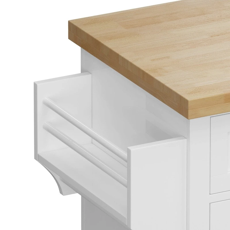 43.31 in. Kitchen Island Cart with 2 Cabinets and Spice Rack