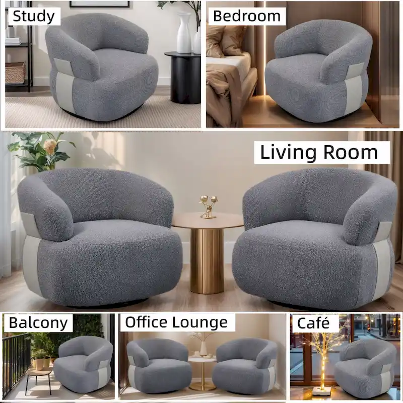 Kieon 33W 360 Swivel Modern Barrel Chair Accent Chair Set of 2