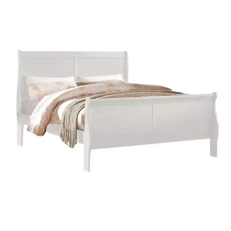 85-Inch Twin Panel Bed - Louis Philippe Style, Faux Leather