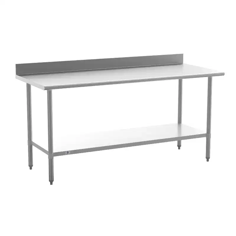 Commercial Grade 430 Stainless Steel 18 Gauge NSF Certified Kitchen Prep and Work Table with Adjustable Shelf and Backsplash