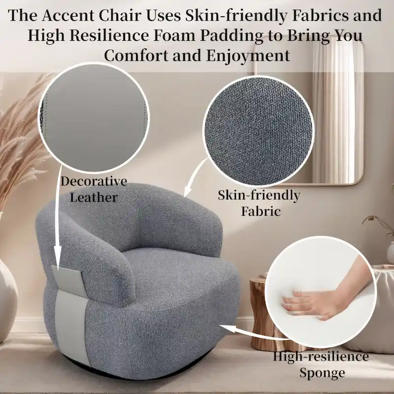 Kieon 33W 360 Swivel Modern Barrel Chair Accent Chair Set of 2