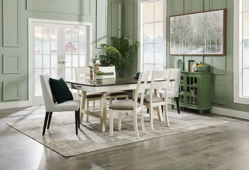 Dining Chair with Linen-Look Fabric, Wood, Ladder-Back