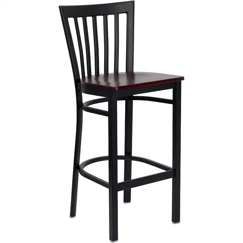 School House Back Metal Restaurant Barstool, Set of 2