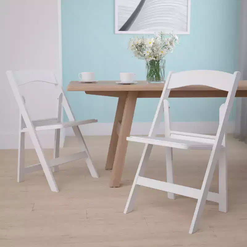 Emma and Oliver 2 Pack Wedding Party Event Resin Folding Chair with Vinyl Padded Seat