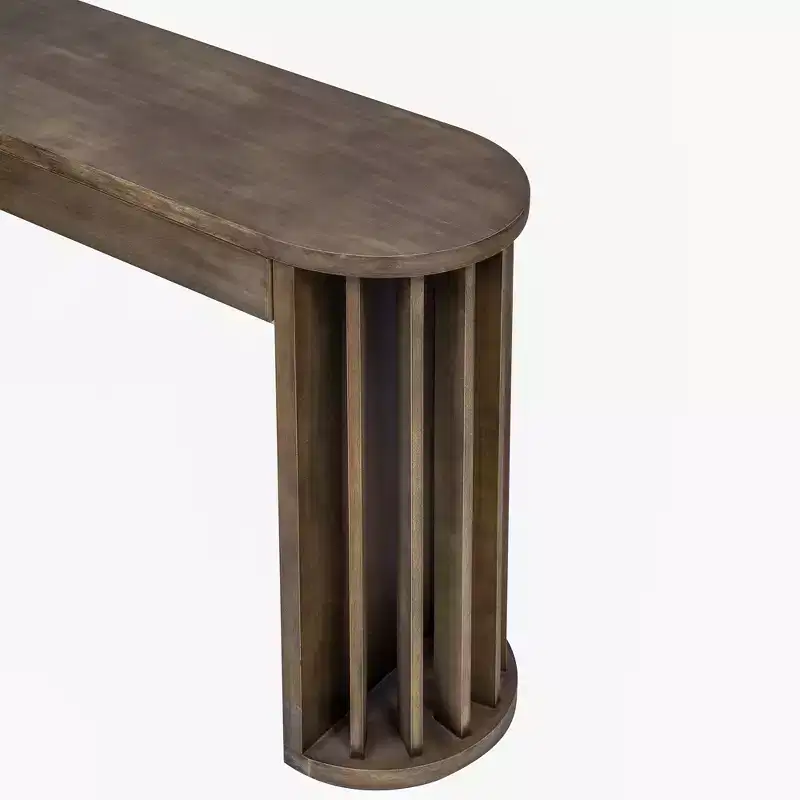 Merax Modern Oval-Edge Console Table with Fan-Shaped Legs