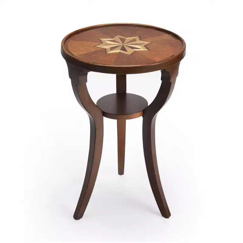 HomeRoots 24 Brown And Olive Ash Manufactured Wood Round End Table With Shelf