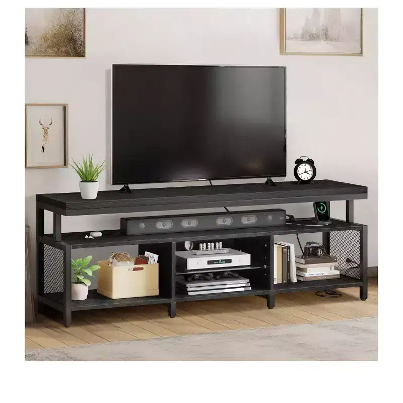 LED TV Stand With Power Outlets & Storage Shelves for 70/65/60 inch TVs, TV Entertainment Center Media Console For Living Room